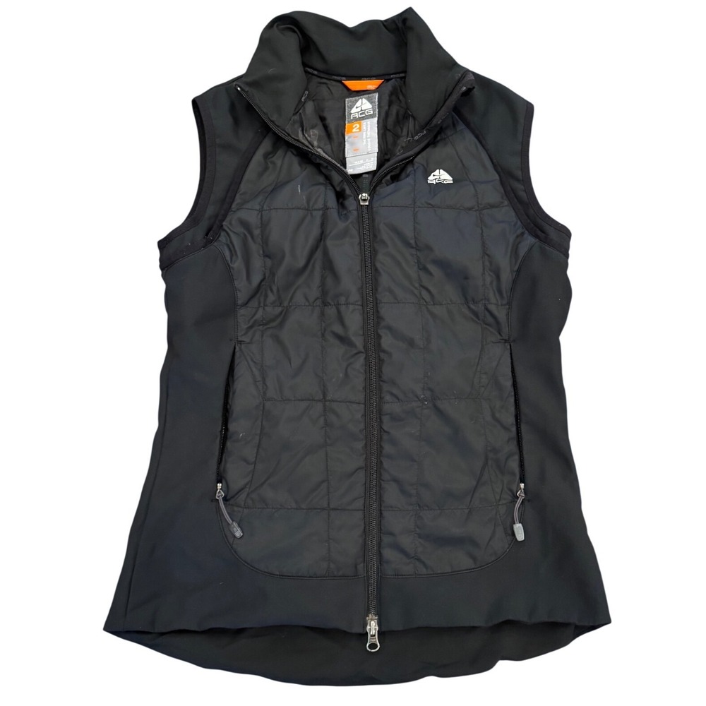 Nike ACG Thermal Layer 2 Vest Womens Medium Black Quilted Full Zip 215098-010